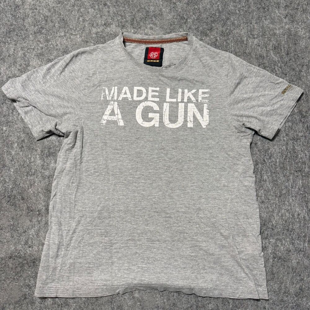 Royal Enfield T Shirt Mens L Gray Made Like A Gun Graphic Moto Biker Motorcycle
